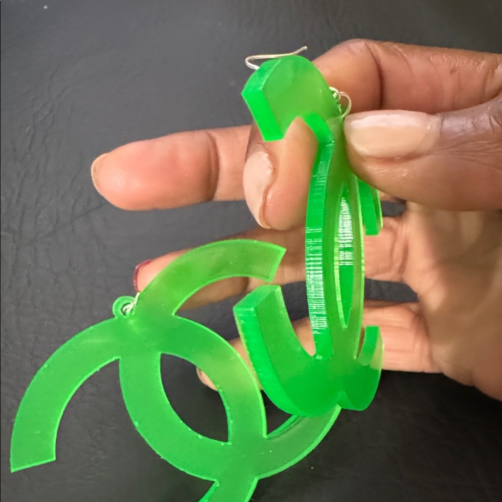 Streetwear Fashion Neon Green Earrings - Picture 7 of 9